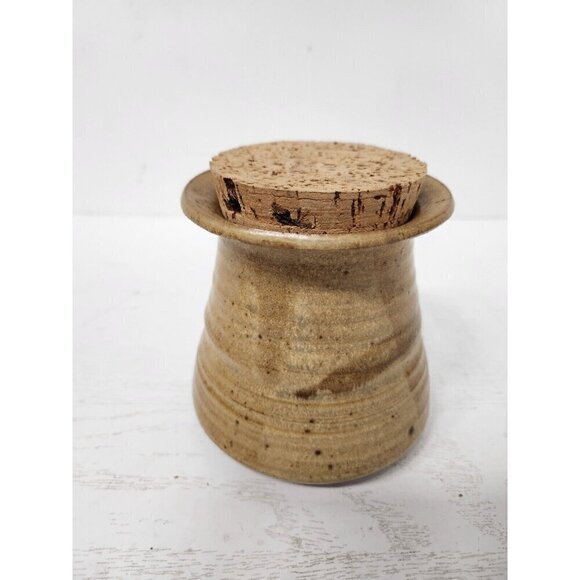 VTG Charlotte Neron Studio Pottery Kisses Candy Storage Jar With Cork Lid Signed - Picture 6 of 11